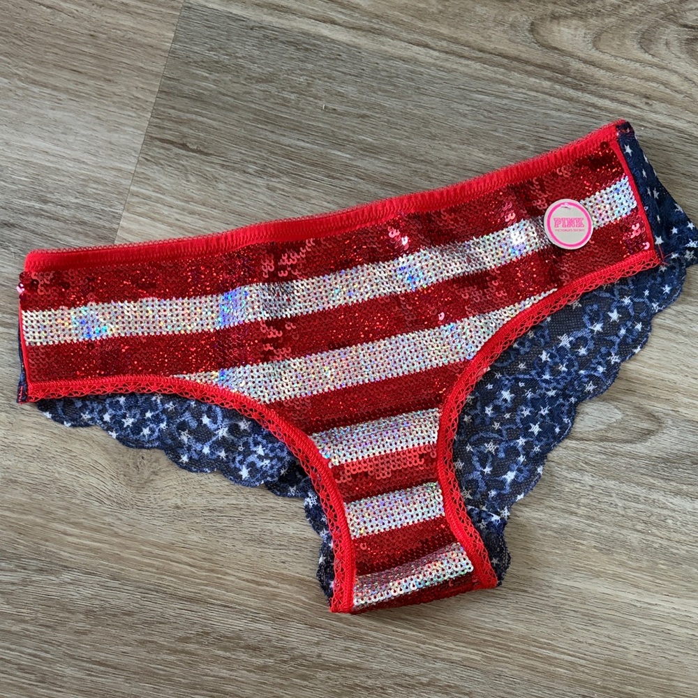 NWT Victoria's Secret 2013 Patriotic Sequin Panties Size Medium